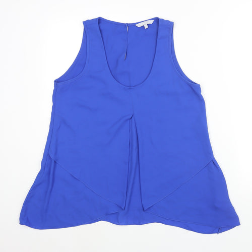 Red Herring Womens Blue Polyester Camisole Blouse Size 14 Scoop Neck - Vent Detail