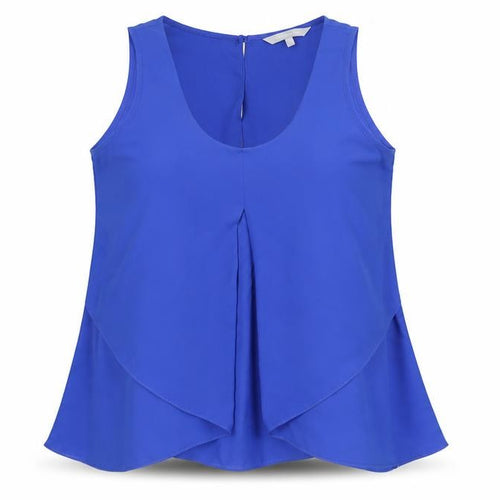 Red Herring Womens Blue Polyester Camisole Blouse Size 14 Scoop Neck - Vent Detail