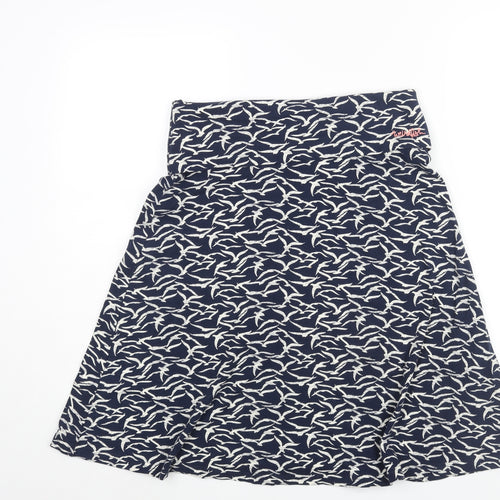 Weird Fish Womens Blue Geometric Cotton A-Line Skirt Size 10 - Bird Print Logo