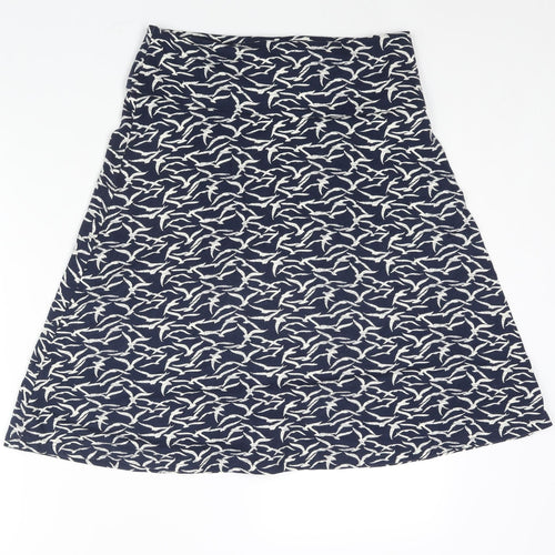 Weird Fish Womens Blue Geometric Cotton A-Line Skirt Size 10 - Bird Print Logo