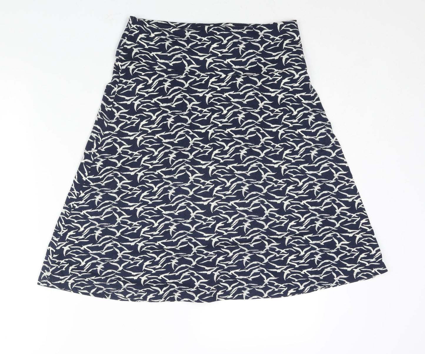Weird Fish Womens Blue Geometric Cotton A-Line Skirt Size 10 - Bird Print Logo