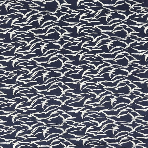 Weird Fish Womens Blue Geometric Cotton A-Line Skirt Size 10 - Bird Print Logo