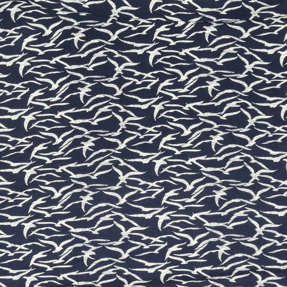 Weird Fish Womens Blue Geometric Cotton A-Line Skirt Size 10 - Bird Print Logo