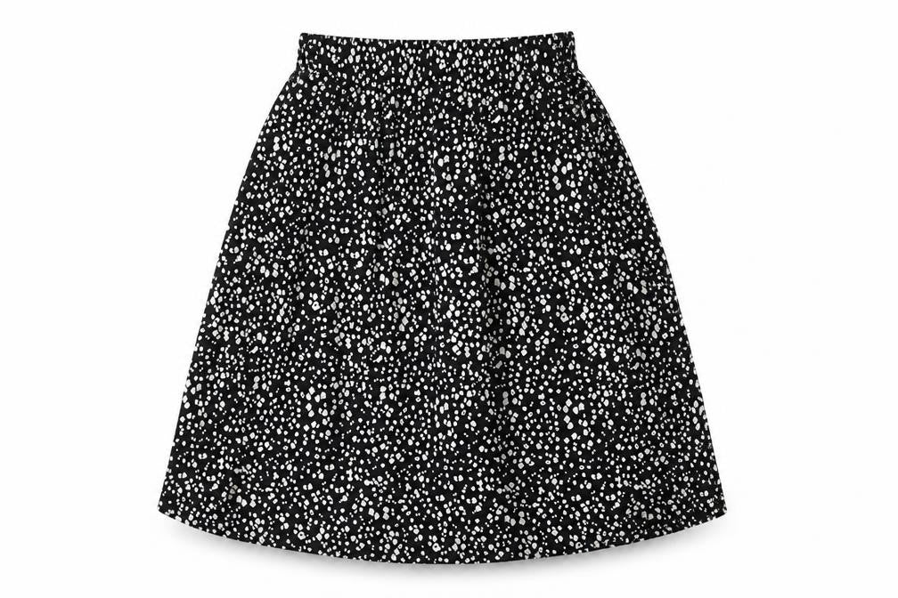 Marks and Spencer Womens Black Geometric Viscose A-Line Skirt Size 6 - Elasticated Waist