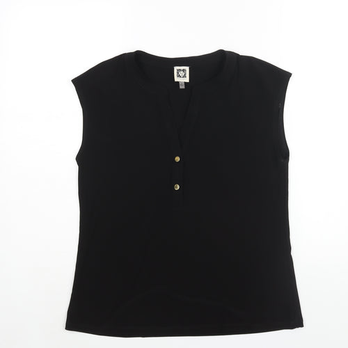 Anne Klein Womens Black Polyester Camisole Blouse Size S V-Neck