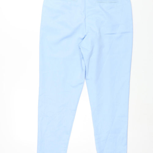 ASOS Womens Blue Polyester Trousers Size 12 L28 in Regular Zip - Vented Hems