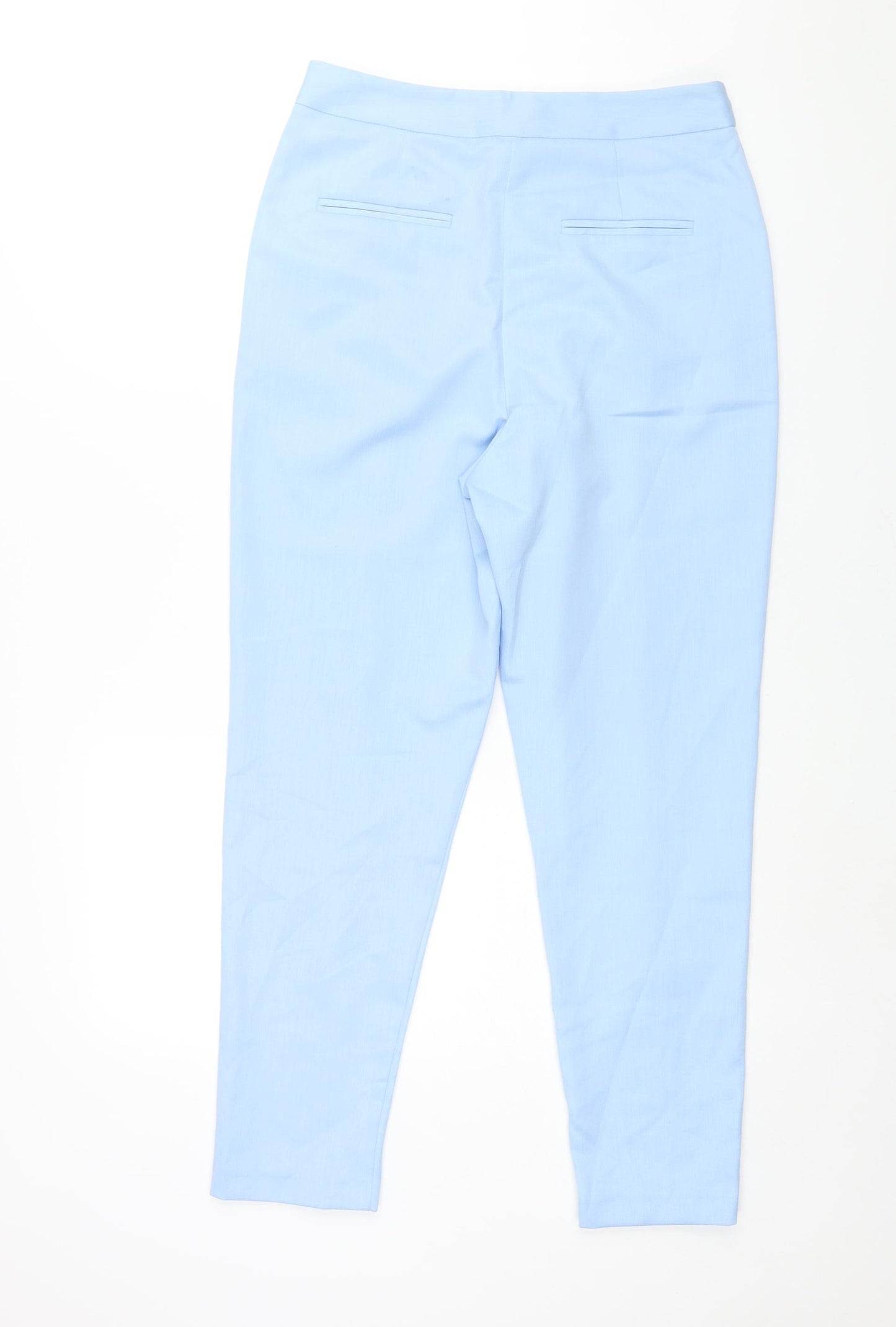 ASOS Womens Blue Polyester Trousers Size 12 L28 in Regular Zip - Vented Hems