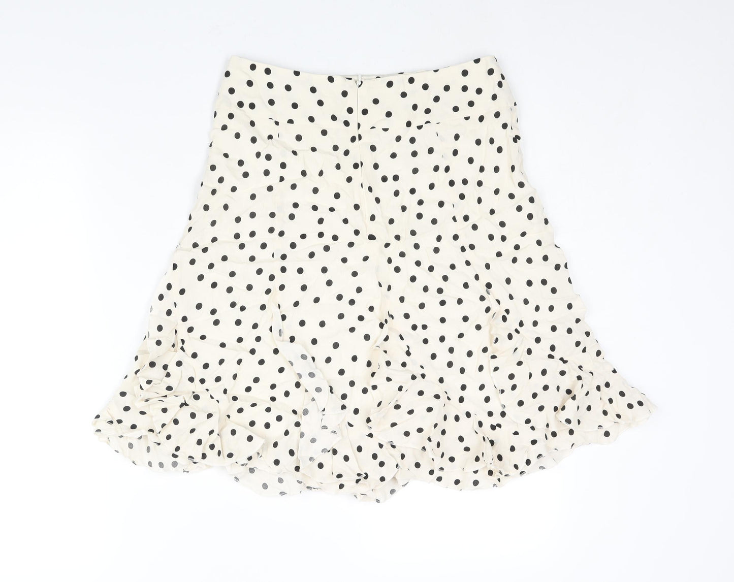 Set Womens Ivory Polka Dot Viscose Trumpet Skirt Size 10 Zip - Frill Detail