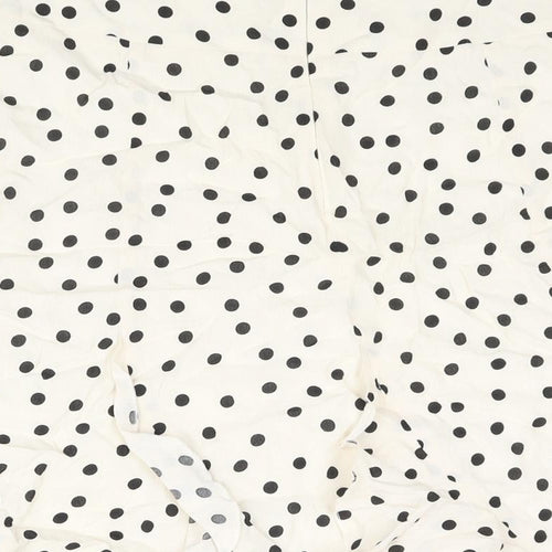 Set Womens Ivory Polka Dot Viscose Trumpet Skirt Size 10 Zip - Frill Detail