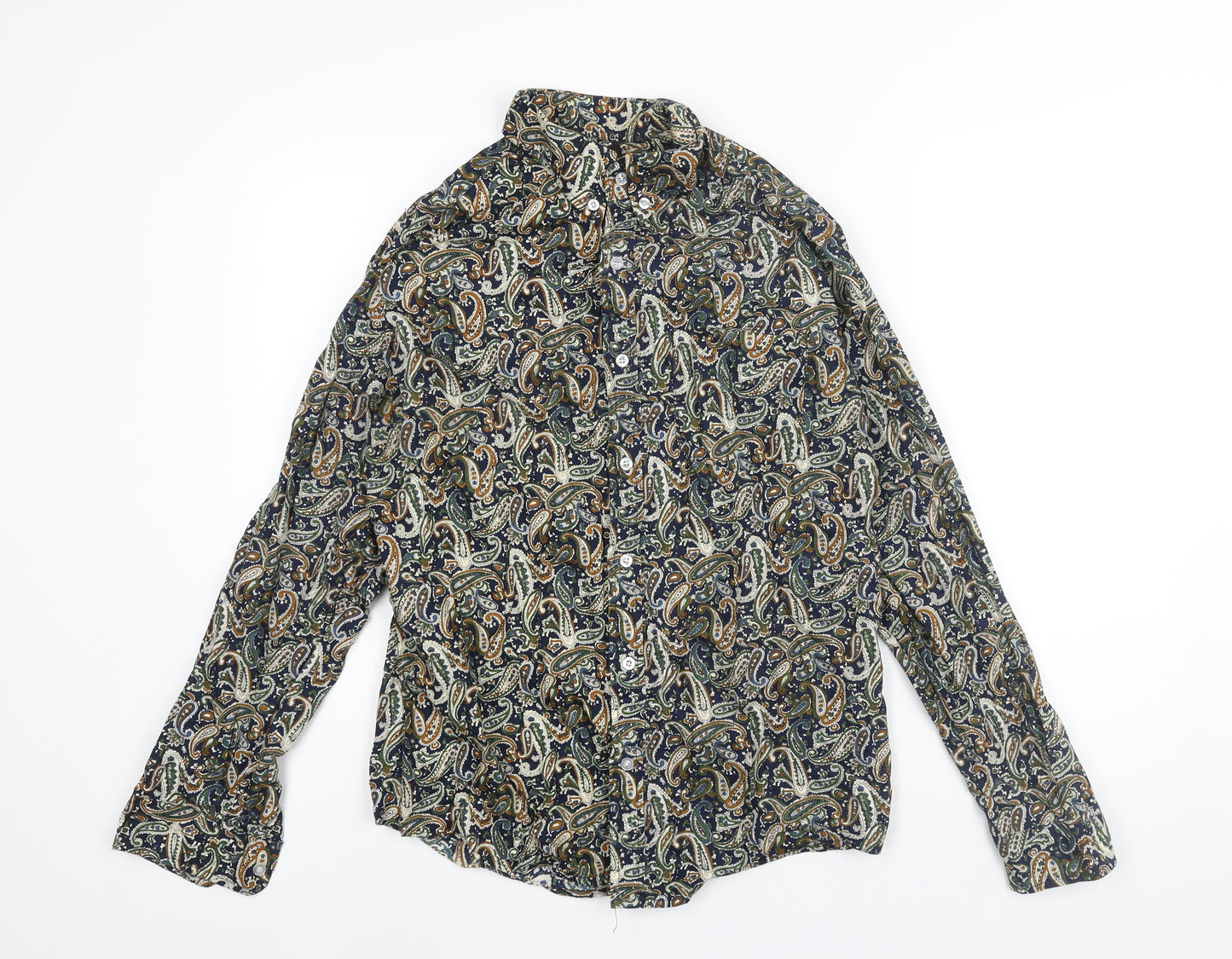 POP Mens Multicoloured Paisley Cotton Button-Up Size XL Collared Button