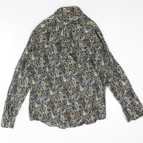 POP Mens Multicoloured Paisley Cotton Button-Up Size XL Collared Button