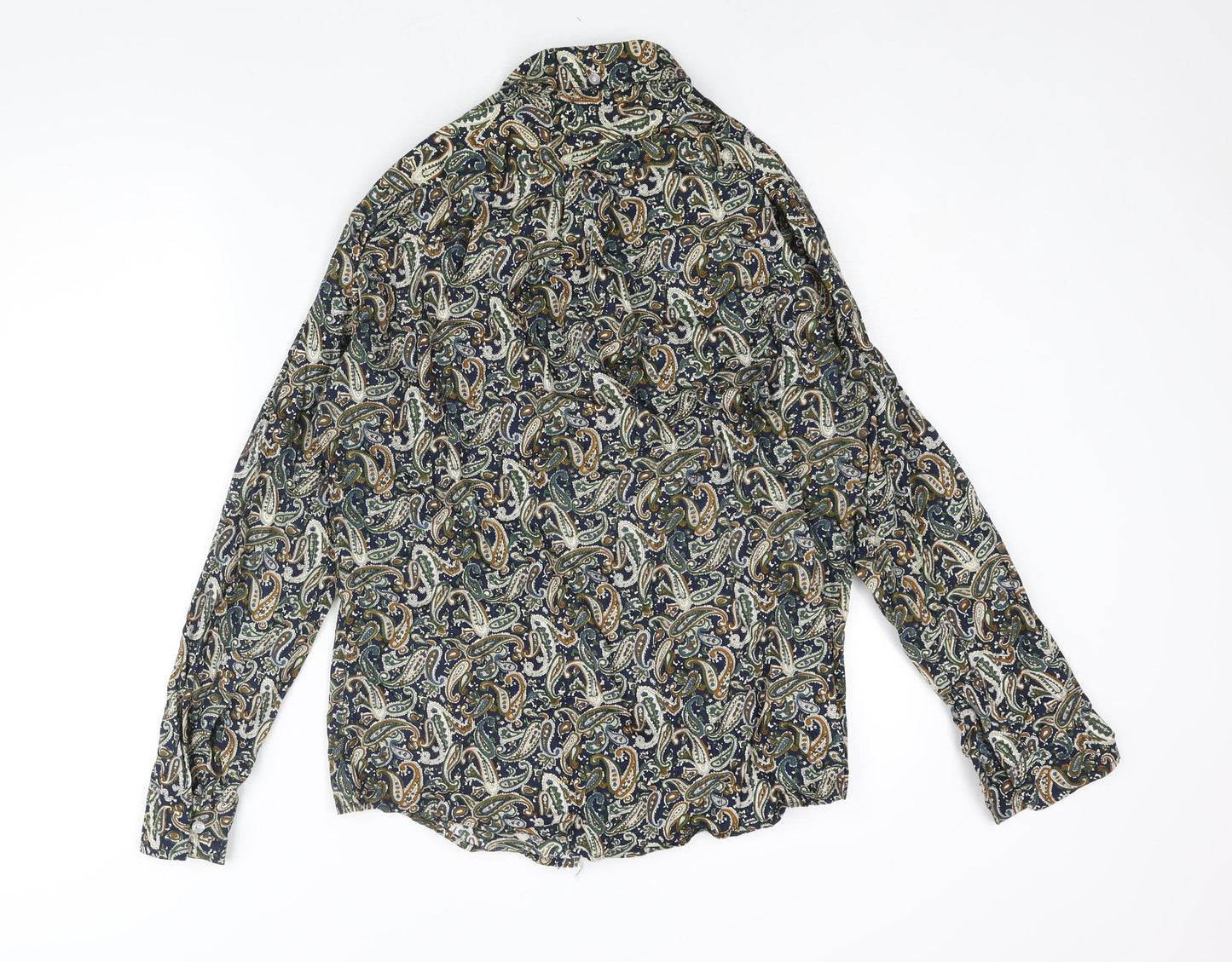 POP Mens Multicoloured Paisley Cotton Button-Up Size XL Collared Button