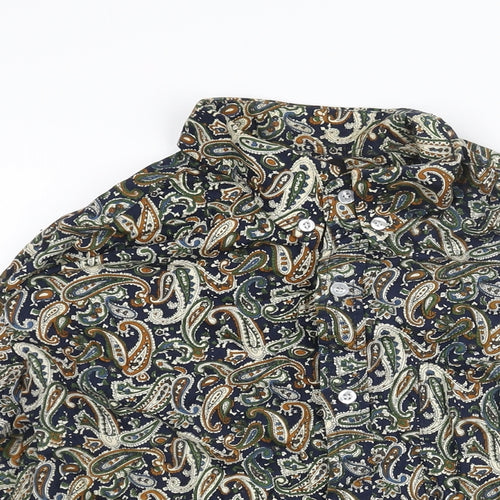 POP Mens Multicoloured Paisley Cotton Button-Up Size XL Collared Button
