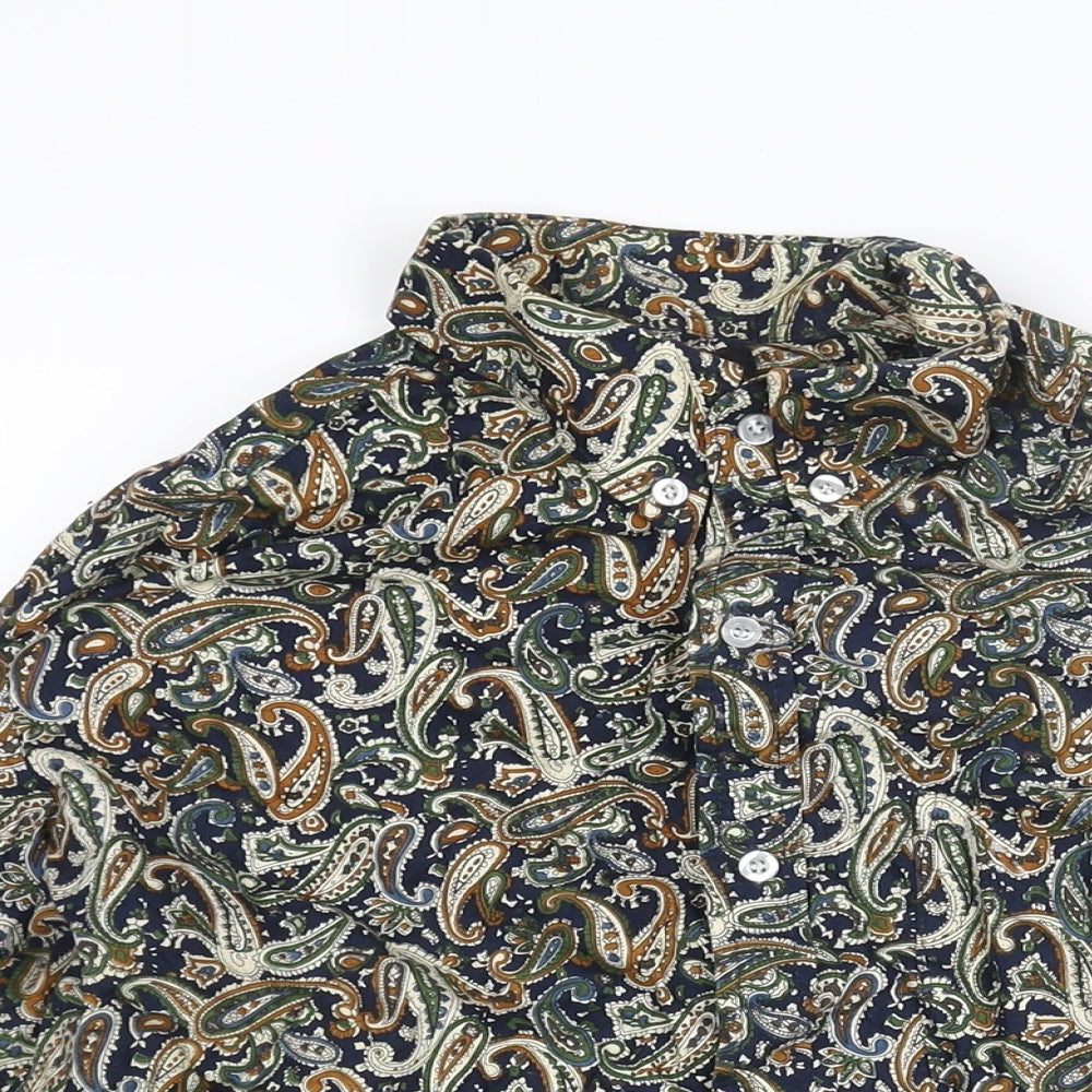 POP Mens Multicoloured Paisley Cotton Button-Up Size XL Collared Button