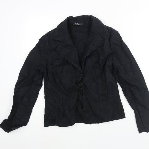 SF Collection Womens Black Jacket Size 12 Tie