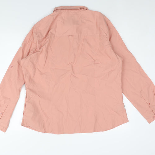 Craghoppers Womens Pink Cotton Basic Button-Up Size 18 Collared - Logo Zipped Pockets