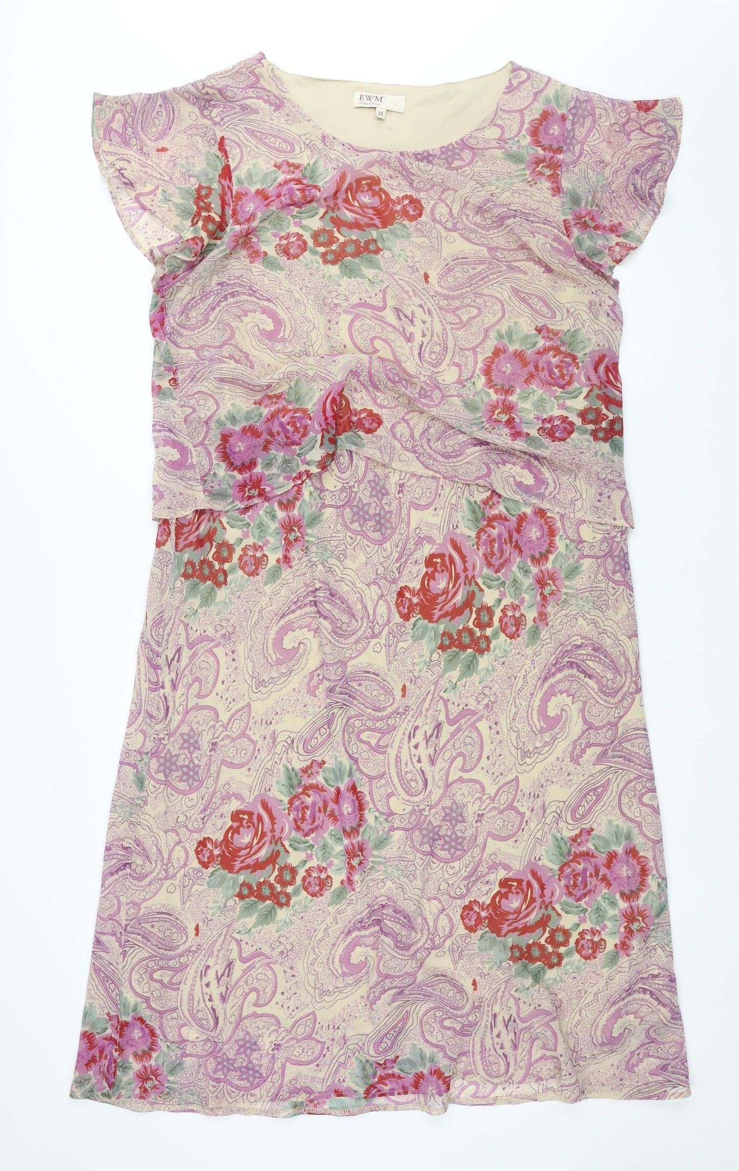 EWM Womens Multicoloured Paisley Polyester Shift Size 22 V-Neck Pullover