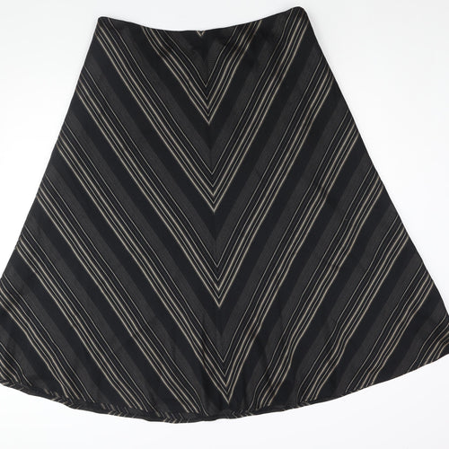 Marks and Spencer Womens Black Striped Polyester A-Line Skirt Size 18