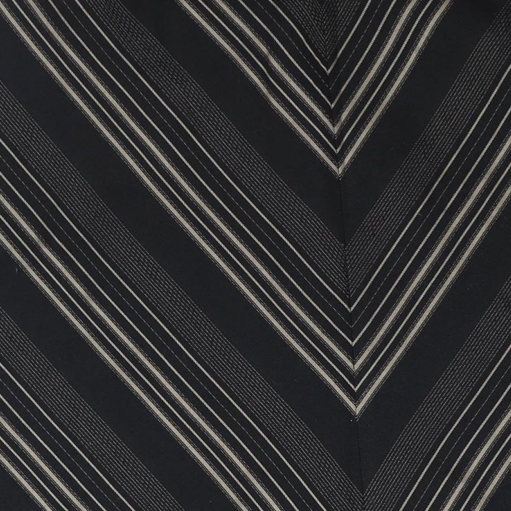 Marks and Spencer Womens Black Striped Polyester A-Line Skirt Size 18