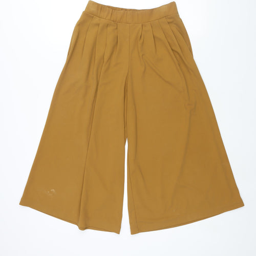 Uniqlo Womens Yellow Elastomultiester Cropped Trousers Size S L20 in Regular