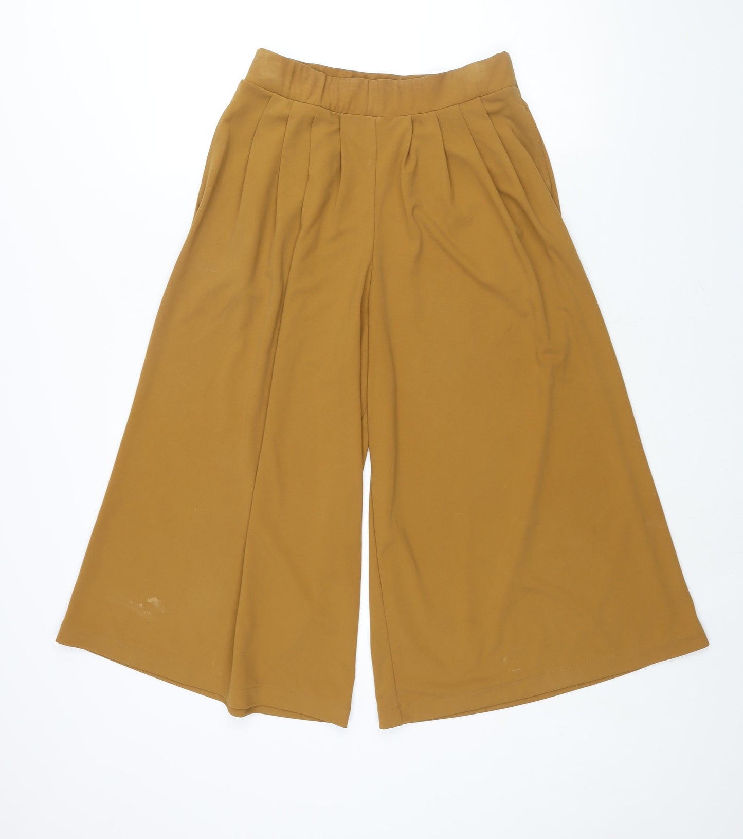 Uniqlo Womens Yellow Elastomultiester Cropped Trousers Size S L20 in Regular