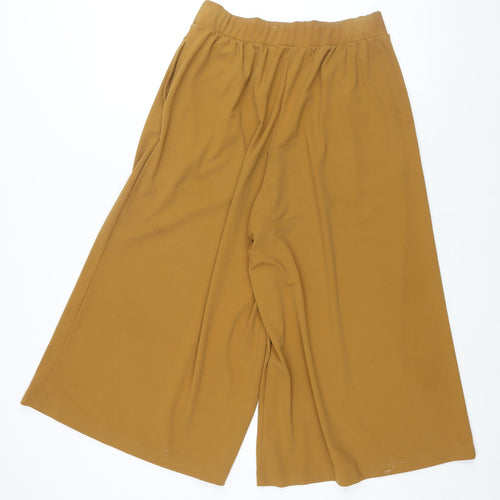 Uniqlo Womens Yellow Elastomultiester Cropped Trousers Size S L20 in Regular