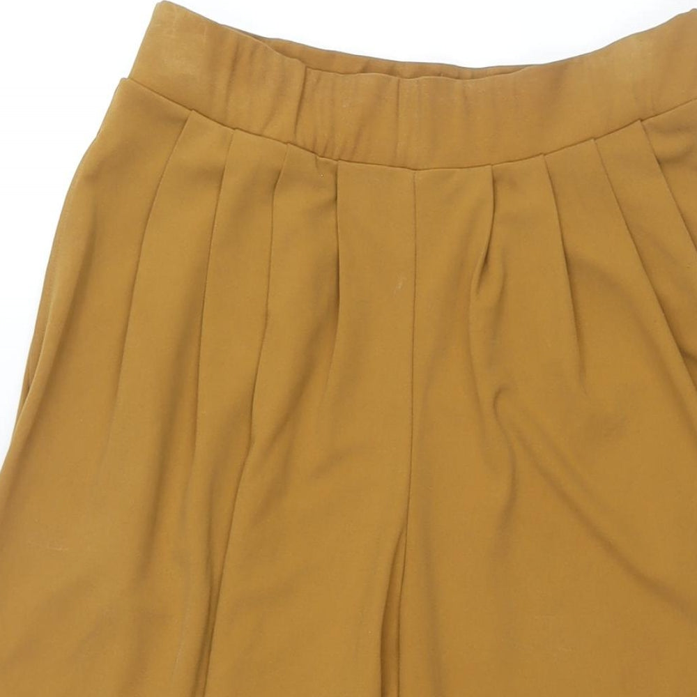 Uniqlo Womens Yellow Elastomultiester Cropped Trousers Size S L20 in Regular
