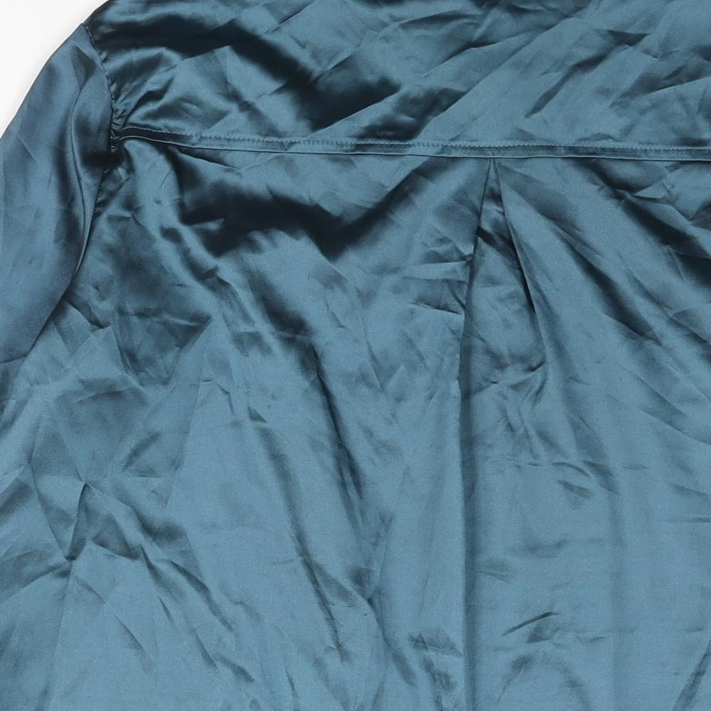 PRETTYLITTLETHING Womens Blue Polyester Basic Button-Up Size S Collared