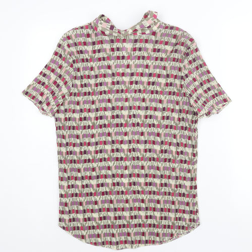 Marks and Spencer Womens Multicoloured Geometric Polyester Basic Button-Up Size 24 Collared - Crinkle Look