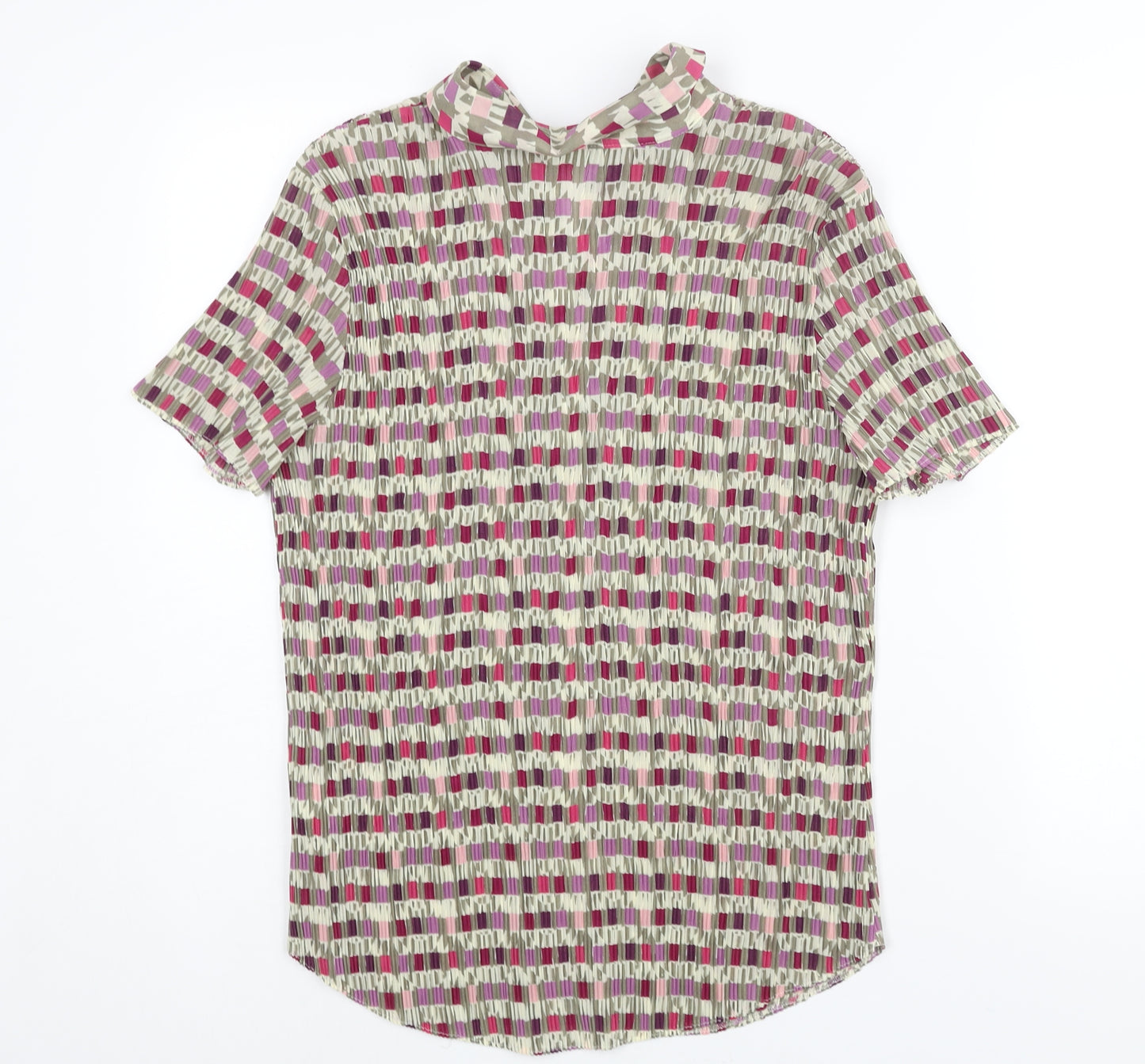 Marks and Spencer Womens Multicoloured Geometric Polyester Basic Button-Up Size 24 Collared - Crinkle Look