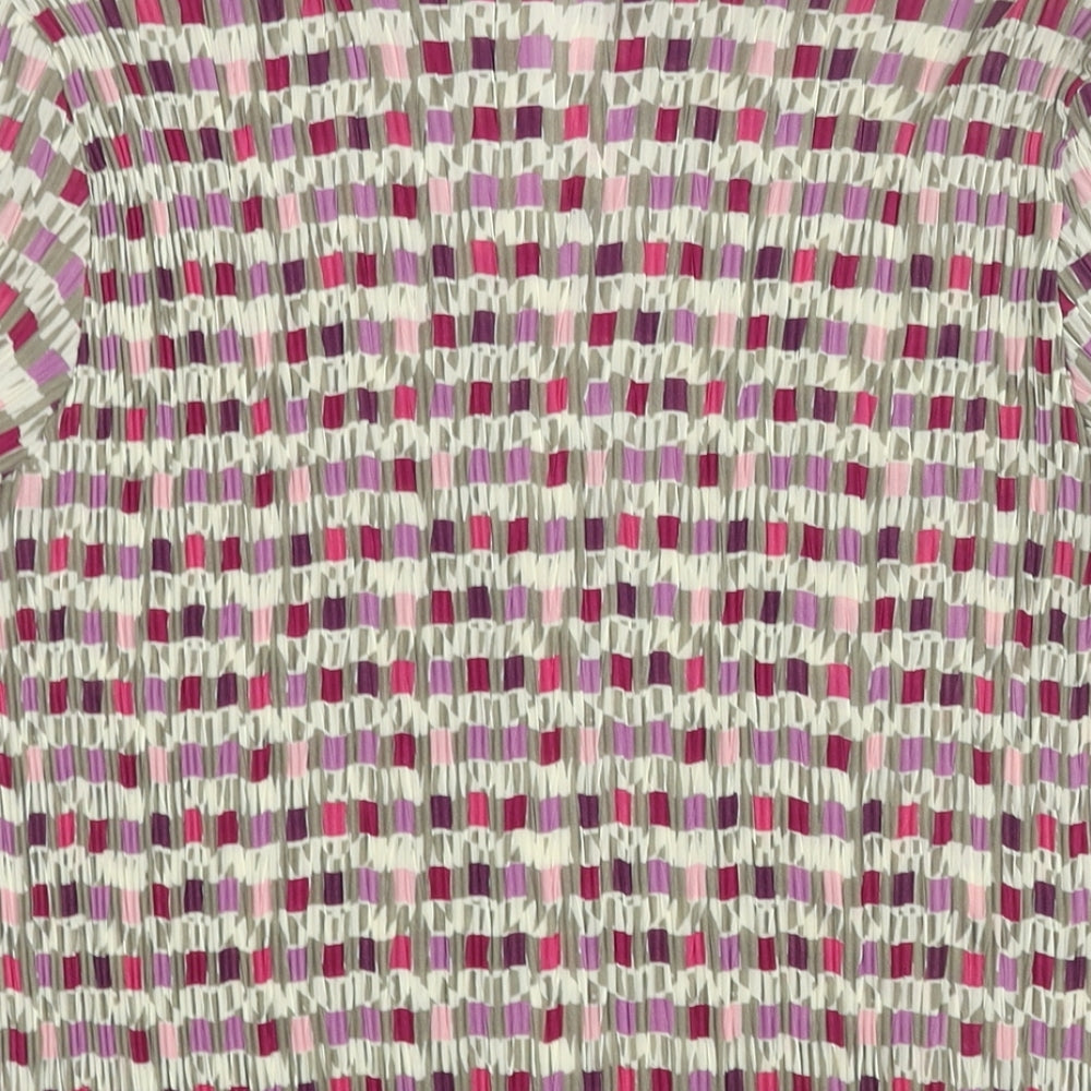 Marks and Spencer Womens Multicoloured Geometric Polyester Basic Button-Up Size 24 Collared - Crinkle Look