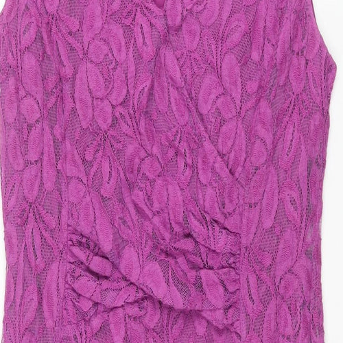 Planet Womens Purple Cotton Shift Size 10 V-Neck Pullover - Rouched