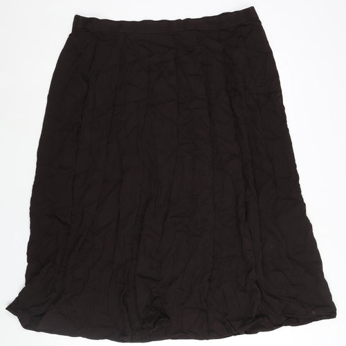 St Michael Womens Brown Viscose Pleated Skirt Size 20 - Elasticated Waist