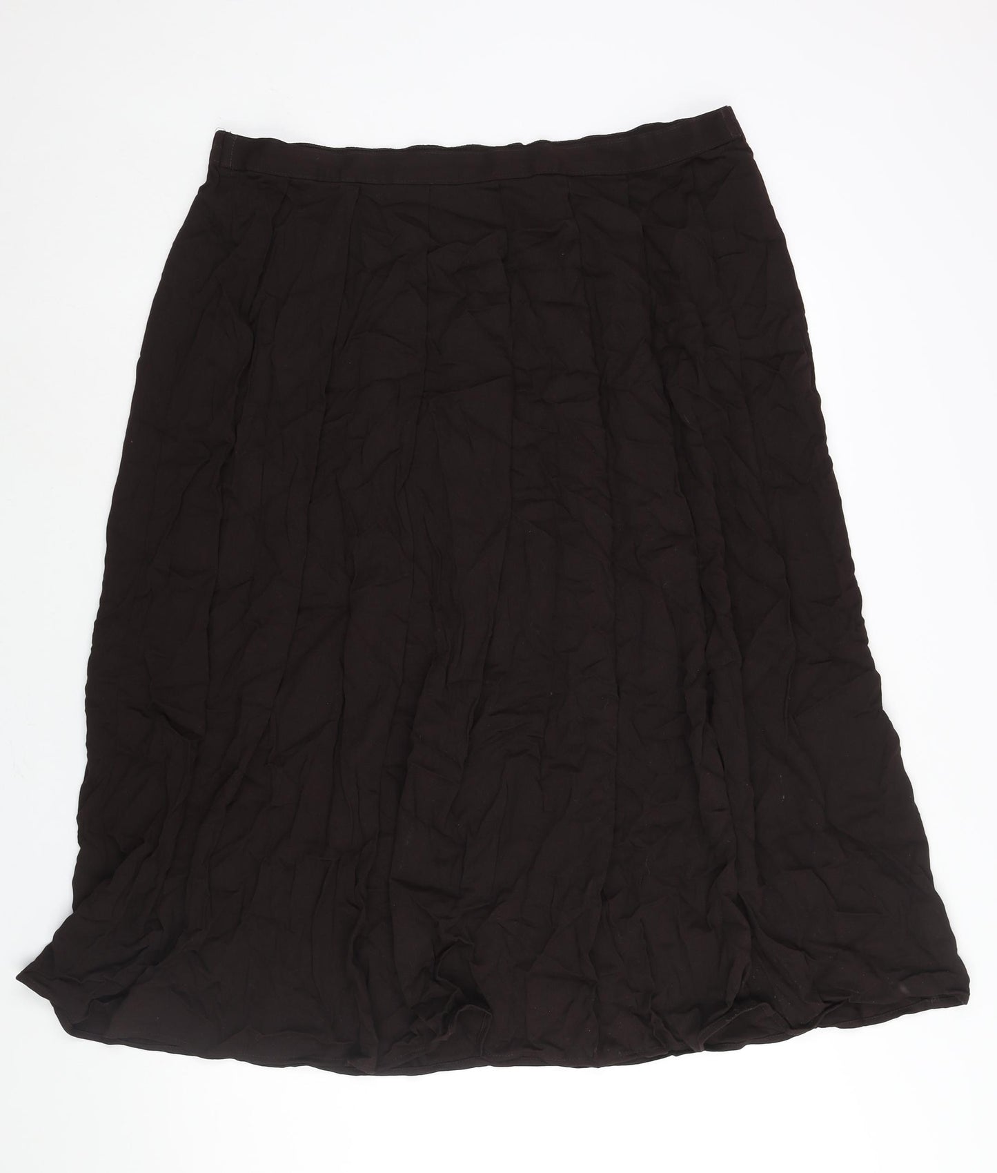 St Michael Womens Brown Viscose Pleated Skirt Size 20 - Elasticated Waist