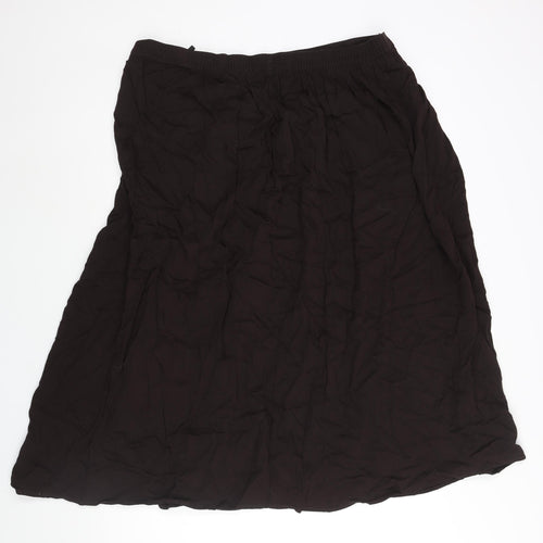 St Michael Womens Brown Viscose Pleated Skirt Size 20 - Elasticated Waist