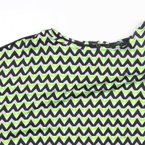 Marks and Spencer Womens Multicoloured Polyester Basic Blouse Size 12 Round Neck - Geometric Print