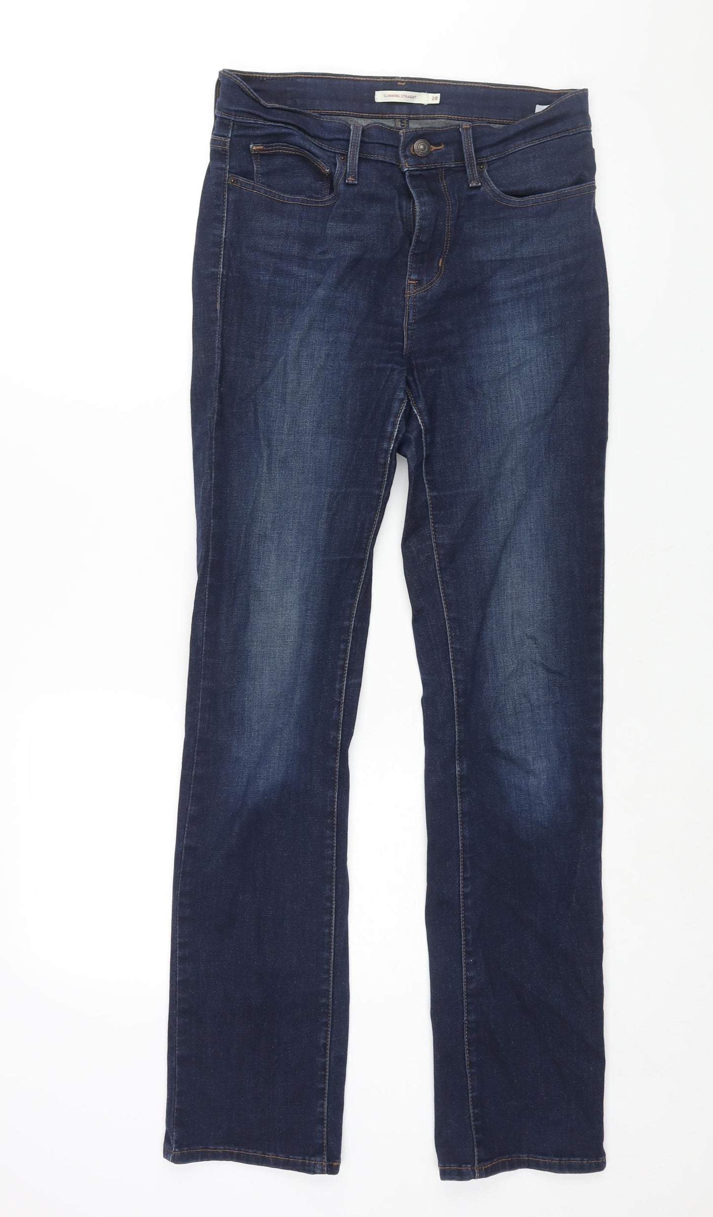 Levi's Womens Blue Cotton Straight Jeans Size 28 in L32 in Regular Zip