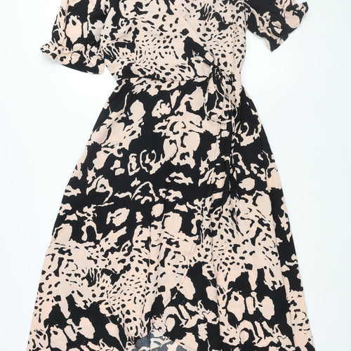 AX Paris Womens Pink Floral Polyester Wrap Dress Size 10 V-Neck Zip