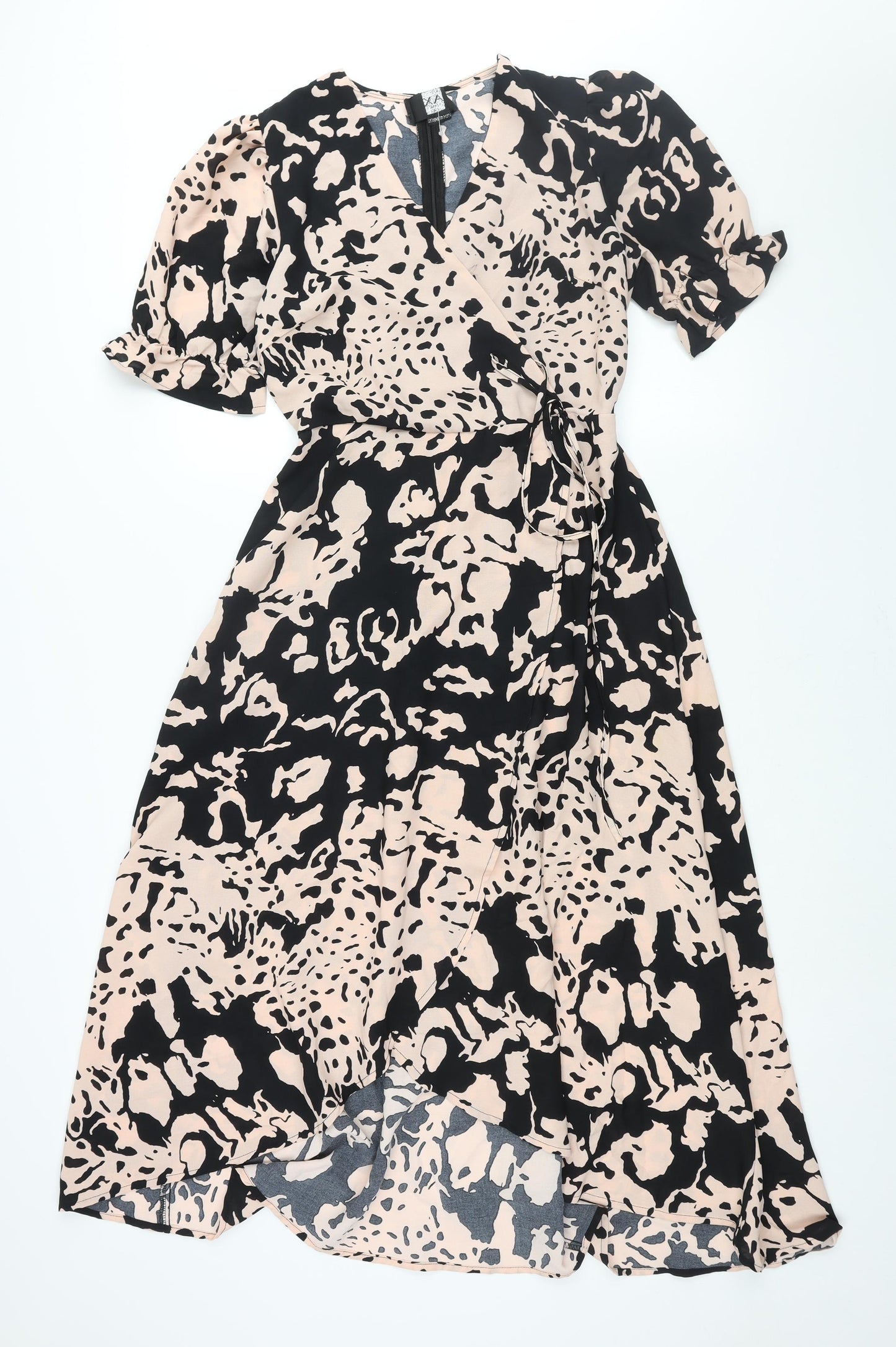 AX Paris Womens Pink Floral Polyester Wrap Dress Size 10 V-Neck Zip