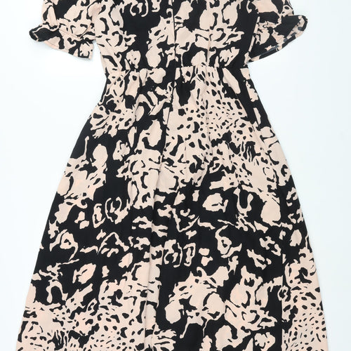AX Paris Womens Pink Floral Polyester Wrap Dress Size 10 V-Neck Zip