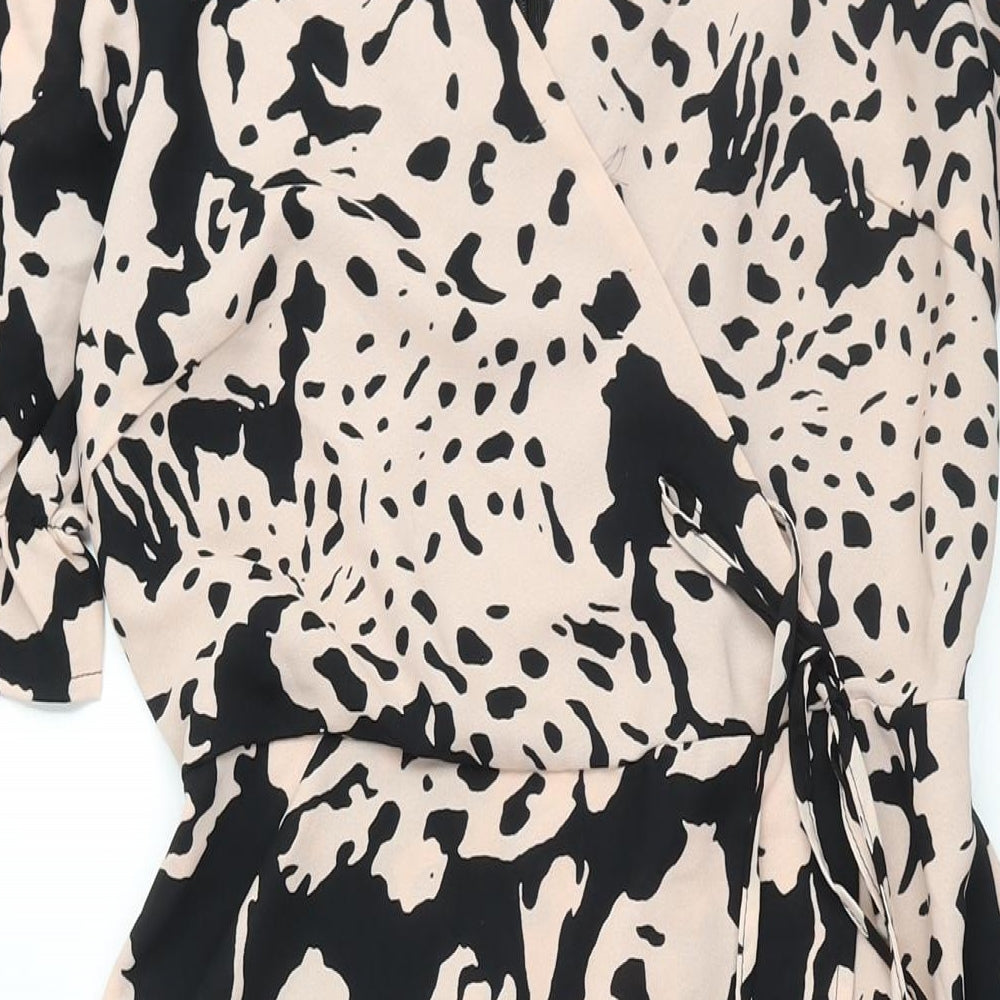 AX Paris Womens Pink Floral Polyester Wrap Dress Size 10 V-Neck Zip