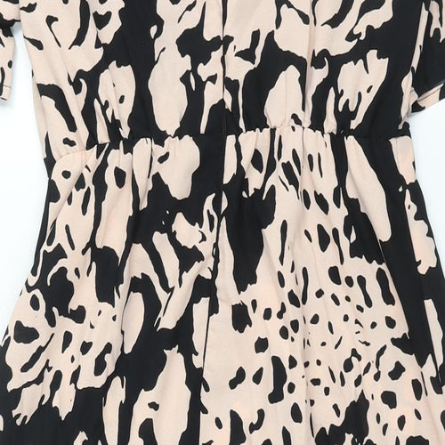 AX Paris Womens Pink Floral Polyester Wrap Dress Size 10 V-Neck Zip
