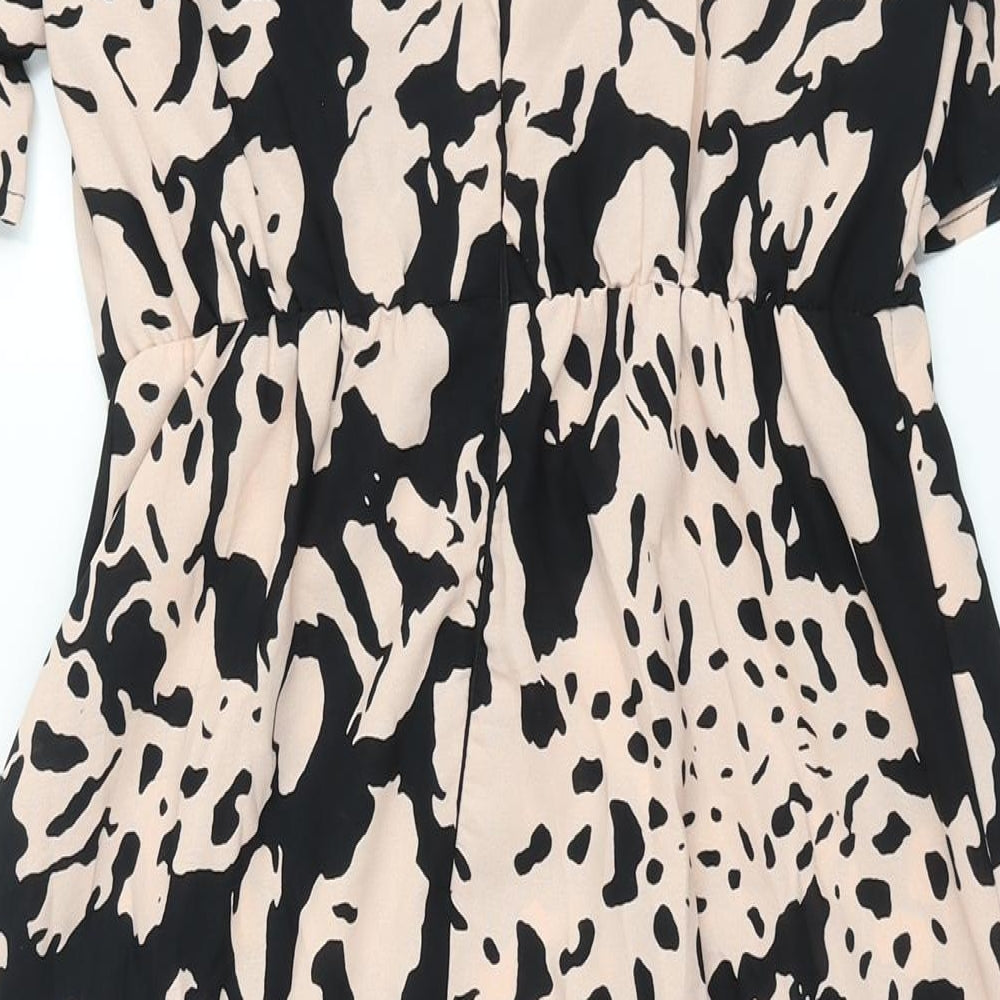 AX Paris Womens Pink Floral Polyester Wrap Dress Size 10 V-Neck Zip