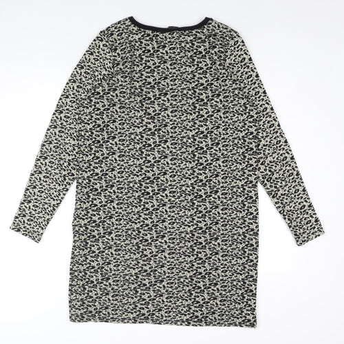 Dorothy Perkins Womens Beige Geometric Polyester Jumper Dress Size 14 Round Neck Zip - Zip Pocket Detail