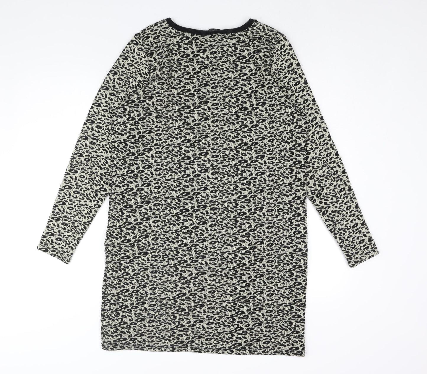 Dorothy Perkins Womens Beige Geometric Polyester Jumper Dress Size 14 Round Neck Zip - Zip Pocket Detail