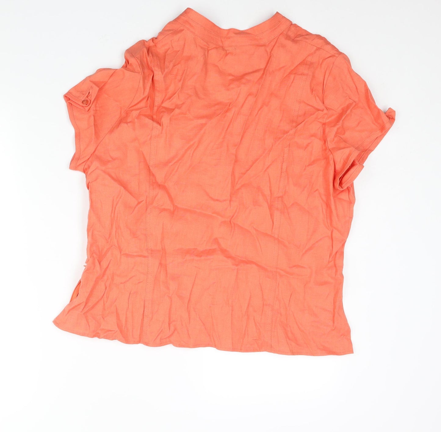 Autograph Womens Orange Linen Basic Blouse Size 22 V-Neck - Buckle Detail