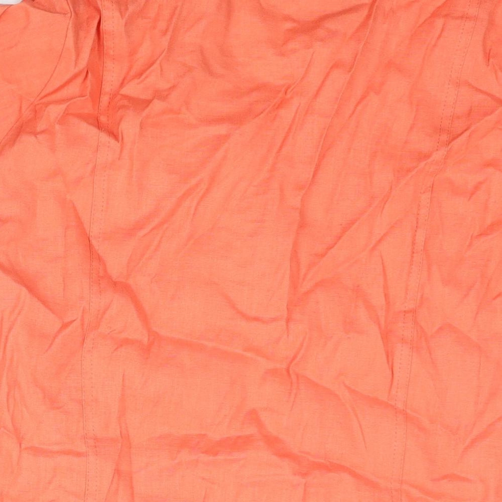 Autograph Womens Orange Linen Basic Blouse Size 22 V-Neck - Buckle Detail