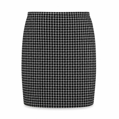 New Look Womens Black Check Polyester Straight & Pencil Skirt Size 10 - Elasticated Waist