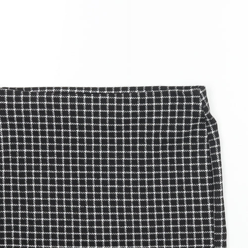 New Look Womens Black Check Polyester Straight & Pencil Skirt Size 10 - Elasticated Waist