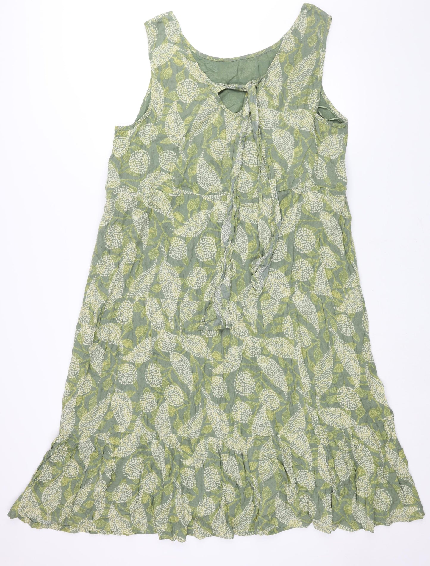 Klass Womens Green Geometric Polyester Sheath Size 20 Scoop Neck Tie